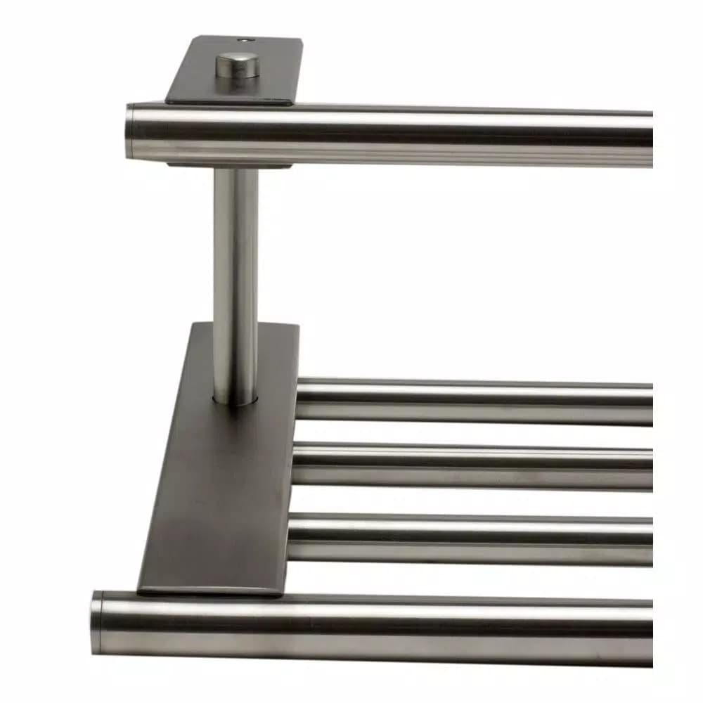 ALFI BRAND 25.88 in. Wall Mount Towel Rack with Shelf, Brushed Nickel