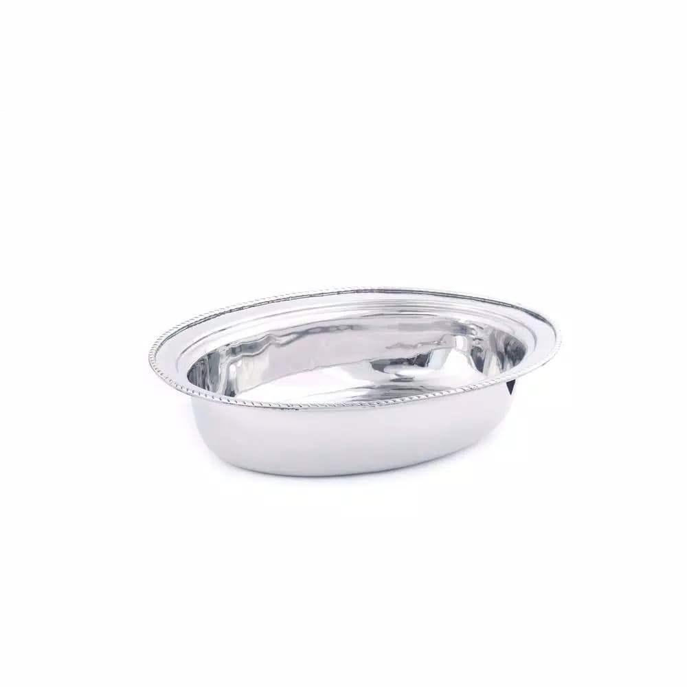 Old Dutch 6 Qt. Oval Polished Nickel over Stainless Steel Chafing Dish with Iron Stand