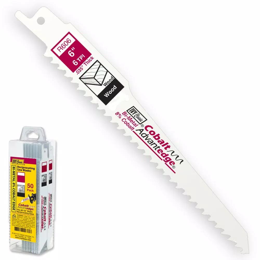 Ivy Classic Cobalt Advantage 6 in. 6 TPI Bi-Metal Reciprocating Saw Blades, Wood & Composition (50-Pack)