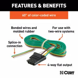 CURT 4-Way Flat Vehicle-Side Connector Socket with 60" Color-Coded Wires thumbnail 2