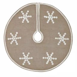 VHC Brands 21 in. Pearlescent Natural Tan Coastal Christmas Mini Tree Skirt thumbnail 1