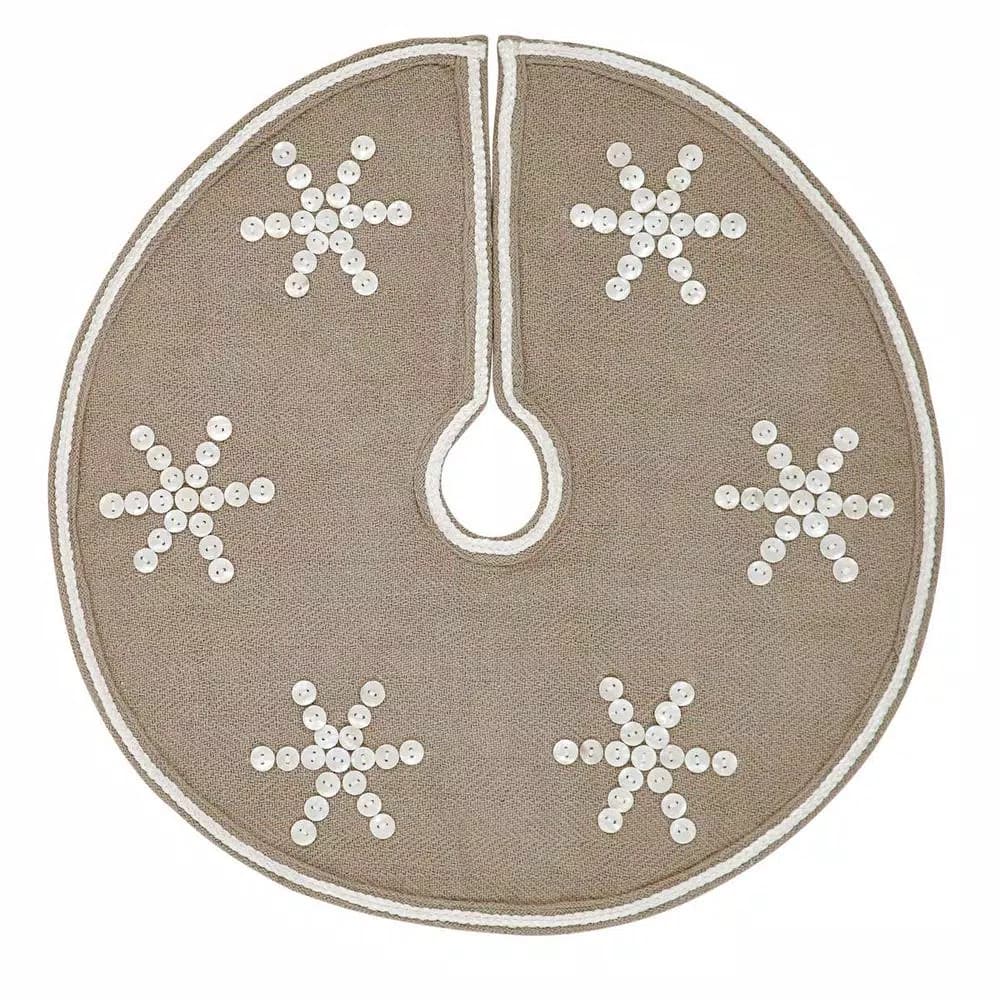 VHC Brands 21 in. Pearlescent Natural Tan Coastal Christmas Mini Tree Skirt