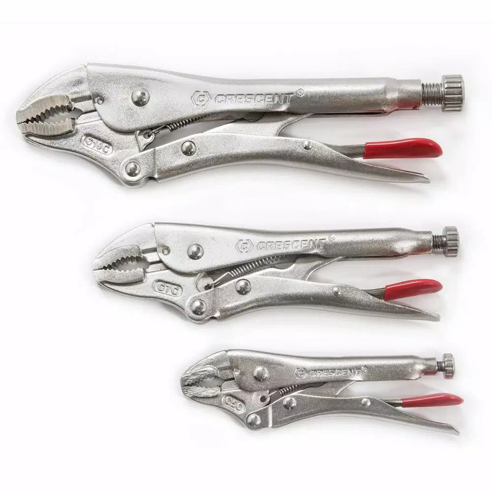 Crescent Curved Jaw Locking Pliers Set, 3-Piece Compound Action Set