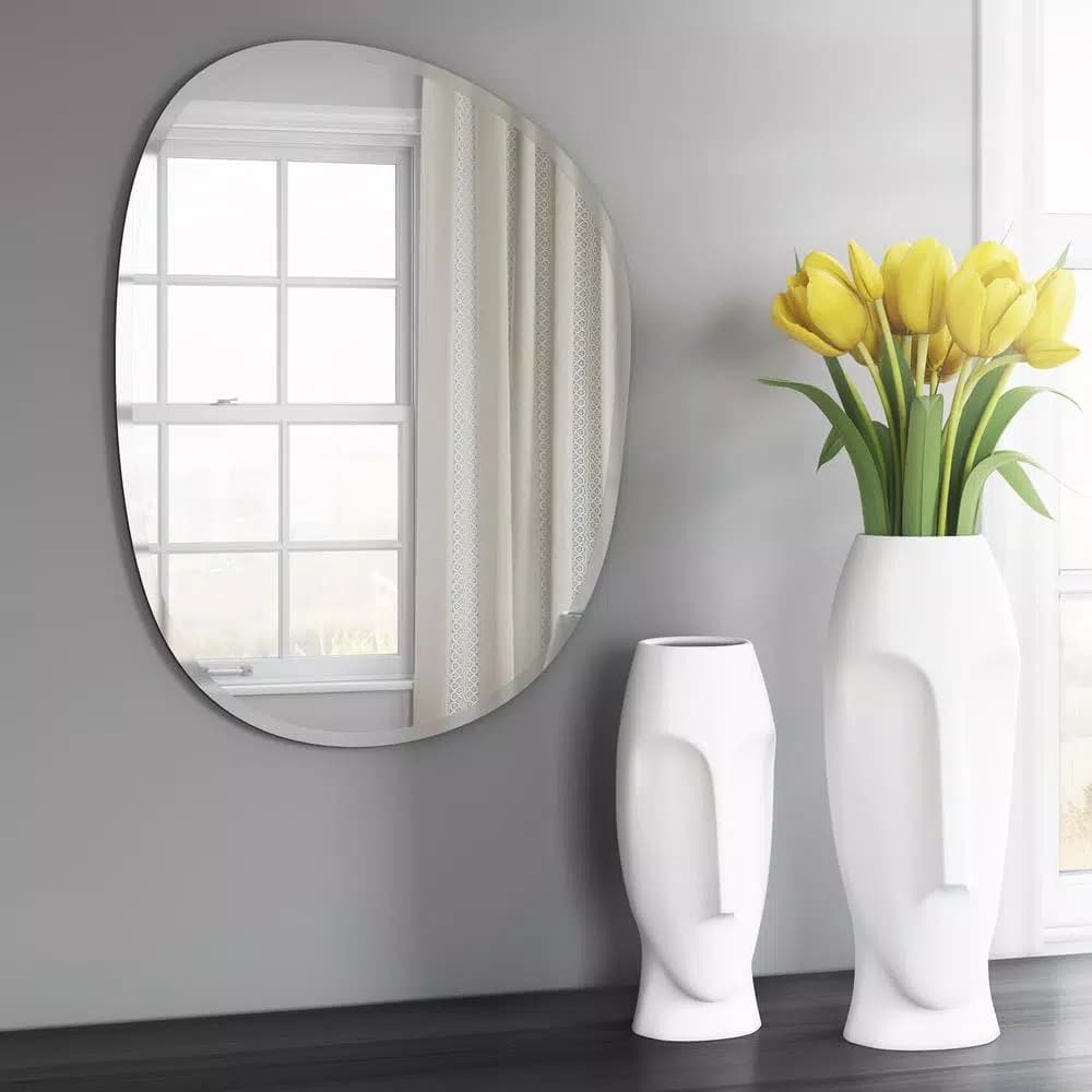 Unbranded Medium Oval Beveled Glass Frameless Accent Mirror, 18 in. x 24 in.