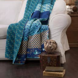 Lush Decor Royal Empire Blue Peacock Cotton Throw Blanket, 50 x 60 in thumbnail 1