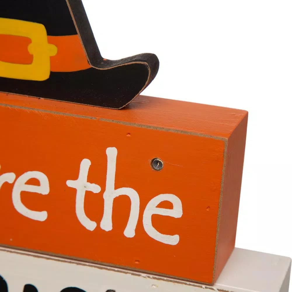 Glitzhome 11.54 in. LED Lighted Halloween Wooden Word Block Decor - Hocus Pocus Sign