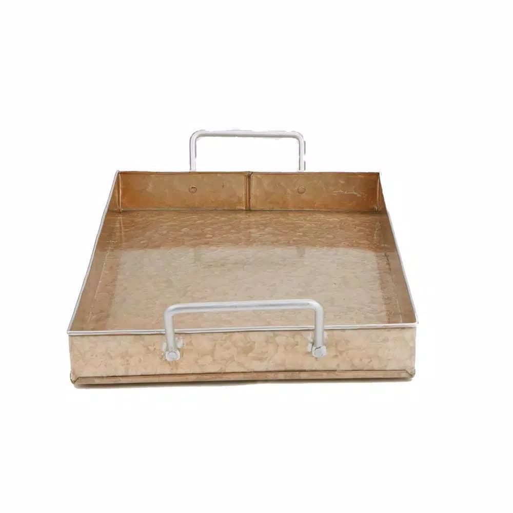 Mind Reader Copper Plated Galvanized Steel Rectangular Serving Tray with Handles, Brown