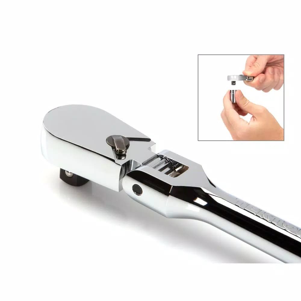 TEKTON 1/2 in. Drive 14 in. Flex Head Bent Handle Ratchet, 90-Tooth