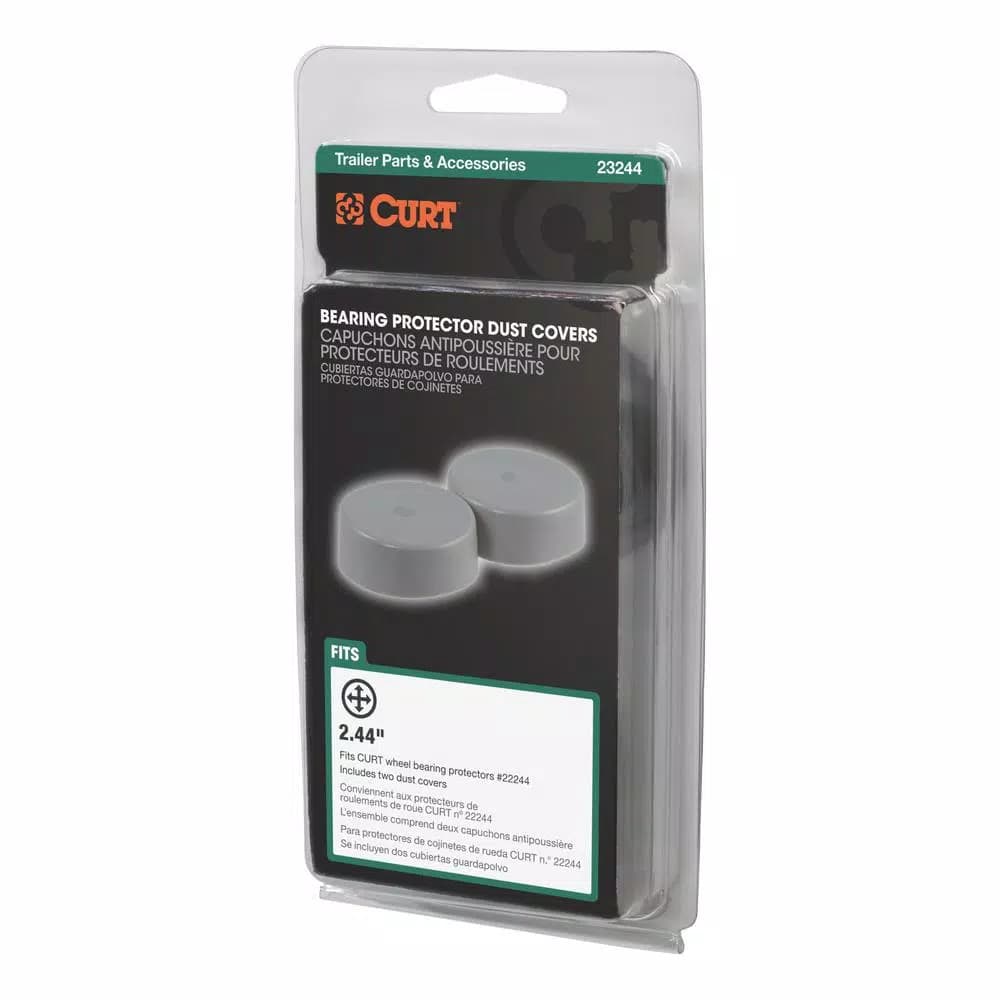 CURT 2.44" Bearing Protector Dust Covers, Gray Plastic (2-Pack)