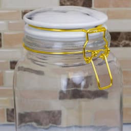 Unbranded 67 oz. Glass Canister with Marble Printed Ceramic Top and Metal Bail Lid thumbnail 4