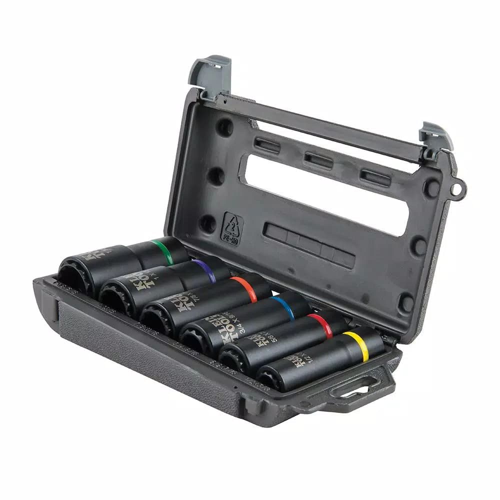 Klein Tools 6-Piece 2-in-1 Deep Impact Socket Set, 1/2 in. Drive, SAE
