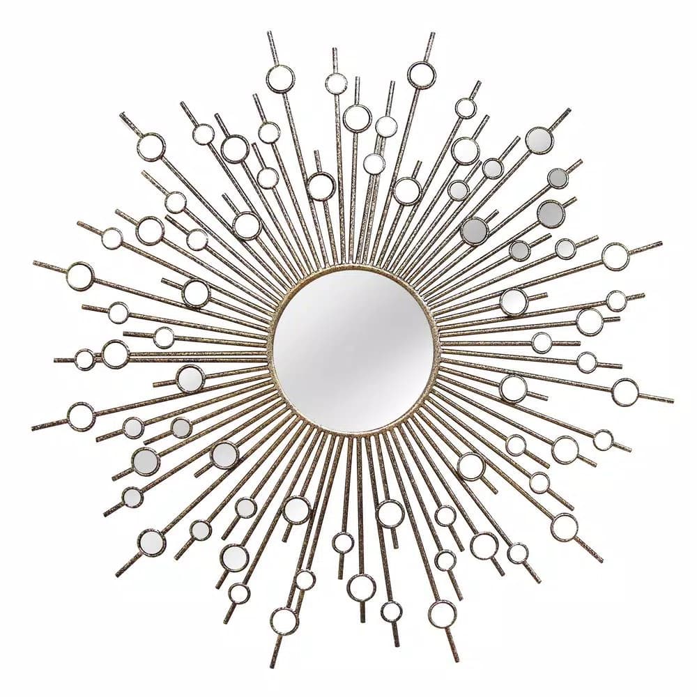 Stratton Home Decor Penelope Round Bronze Metal Accent Mirror, 35 in. W x 34 in. H