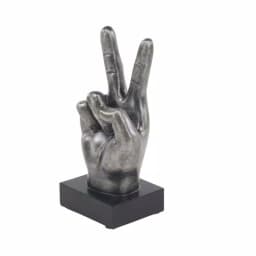 LITTON LANE Modern Reflections Hand Sign Polystone Sculpture Set, Silver Distressed Finish (Set of 3) thumbnail 4