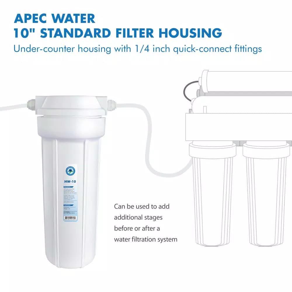 APEC Water Systems 10 in. White Industry Standard Filter Housing with 1/4 in. John Guest Quick Connect