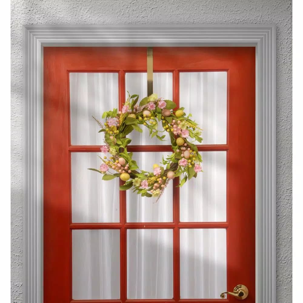 National Tree Company 22 in. Decorated Easter Wreath with Colorful Flowers and Pastel Eggs