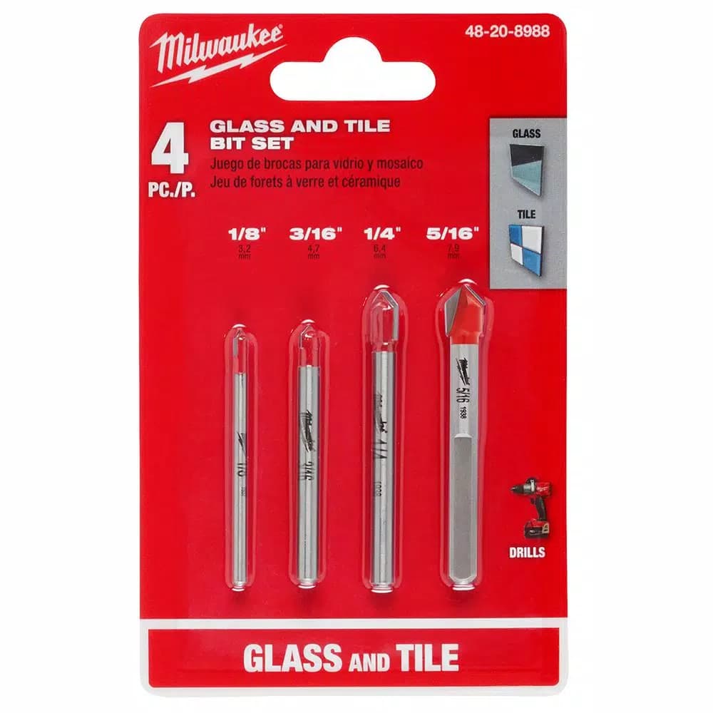 Milwaukee 4-Piece Carbide Glass and Tile Drill Bit Set