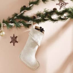 VHC Brands 15 in. Creme Burlap and Silver Metallic Thread Farmhouse Christmas Stocking thumbnail 2