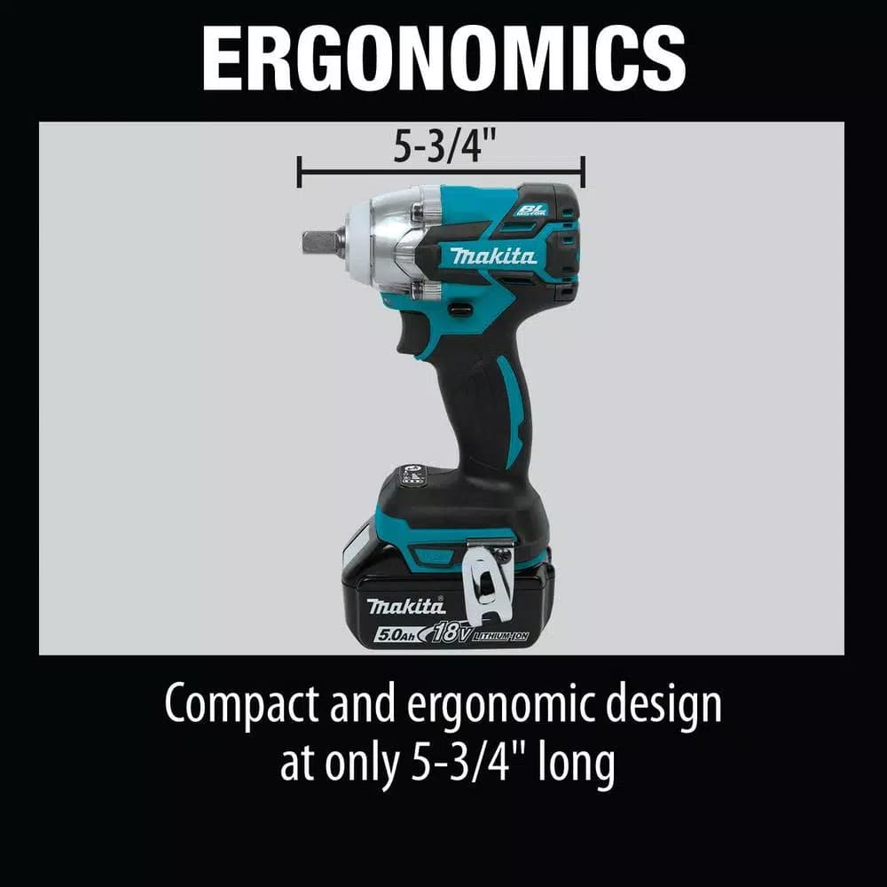 Makita 18V LXT Brushless 1/2 in. 3-Speed Impact Wrench Kit with 2.0 Ah Battery and Charger