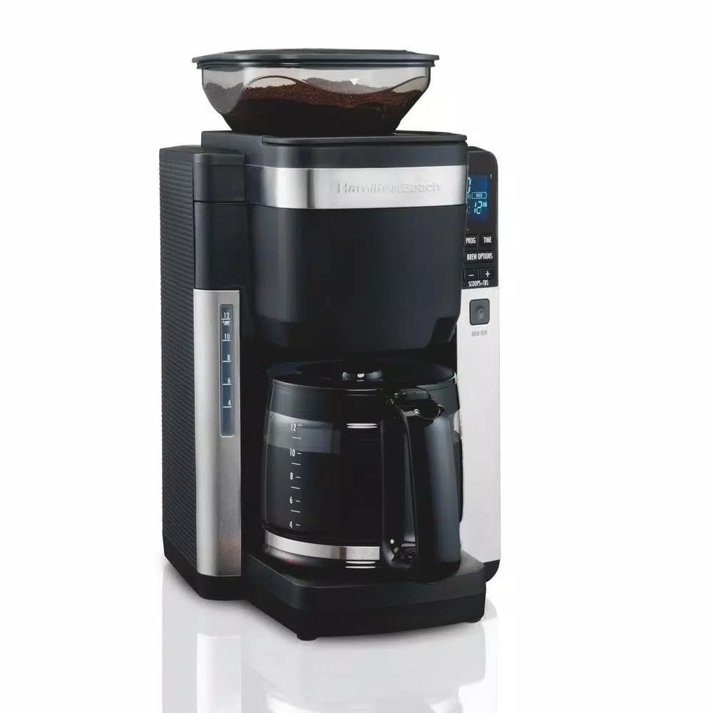 Hamilton Beach 12-Cup Auto Grounds Dispensing Drip Coffee Maker, Black