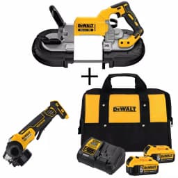 DEWALT 20V MAX XR Cordless Brushless Deep Cut Band Saw & 4-1/2 in. Grinder Kit with (2) 5.0Ah Batteries thumbnail 1