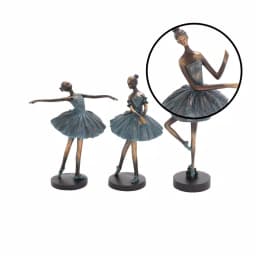 LITTON LANE Polystone Ballerina Tutu Sculptures Set of 3 - Teal and Brown Decorative Statues thumbnail 3