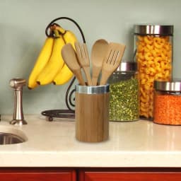 Home Basics 5-Piece Bamboo Kitchen Utensil Set with Vertical Standing Holder thumbnail 4