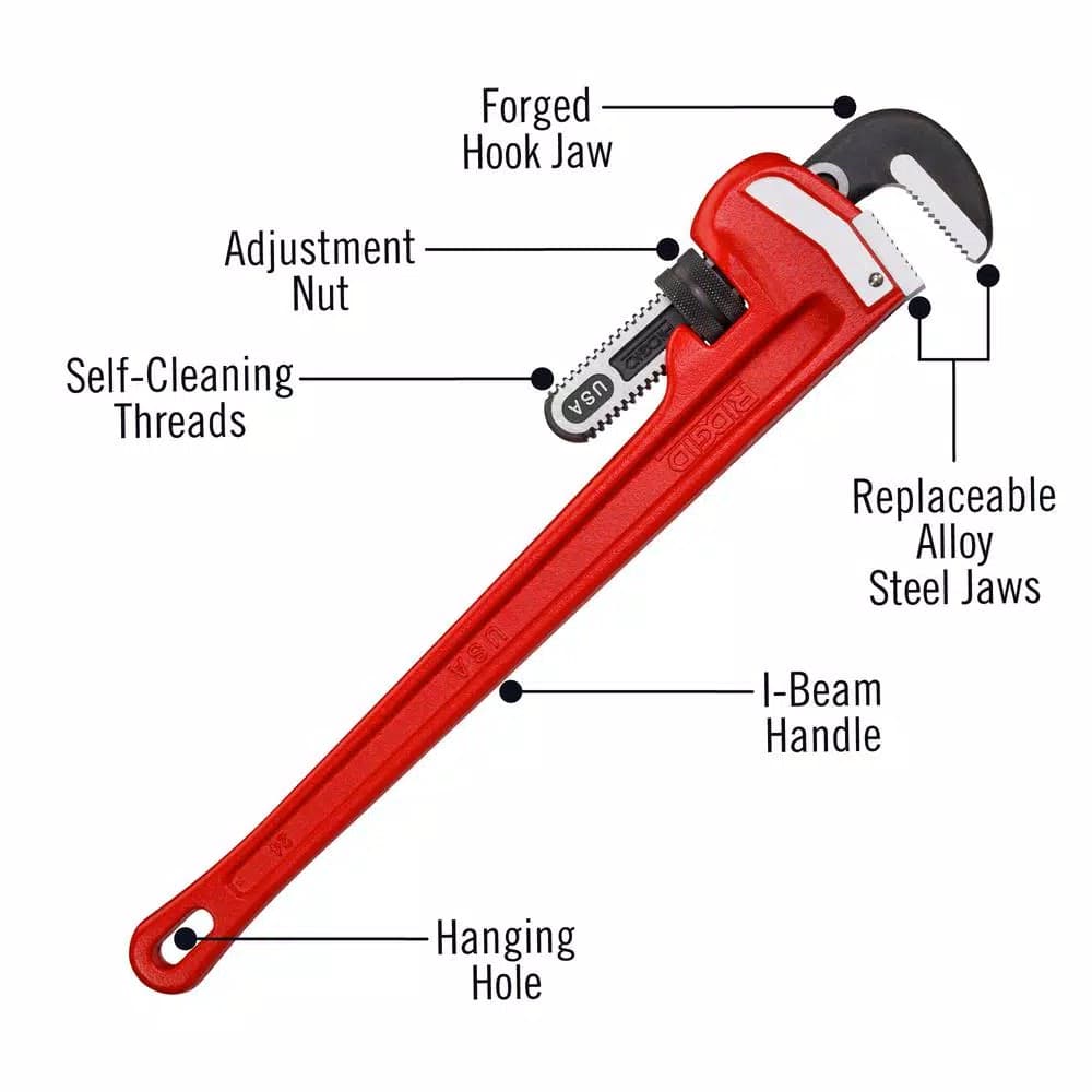 RIDGID 24 in. Heavy-Duty Straight Pipe Wrench, 3 in. Capacity