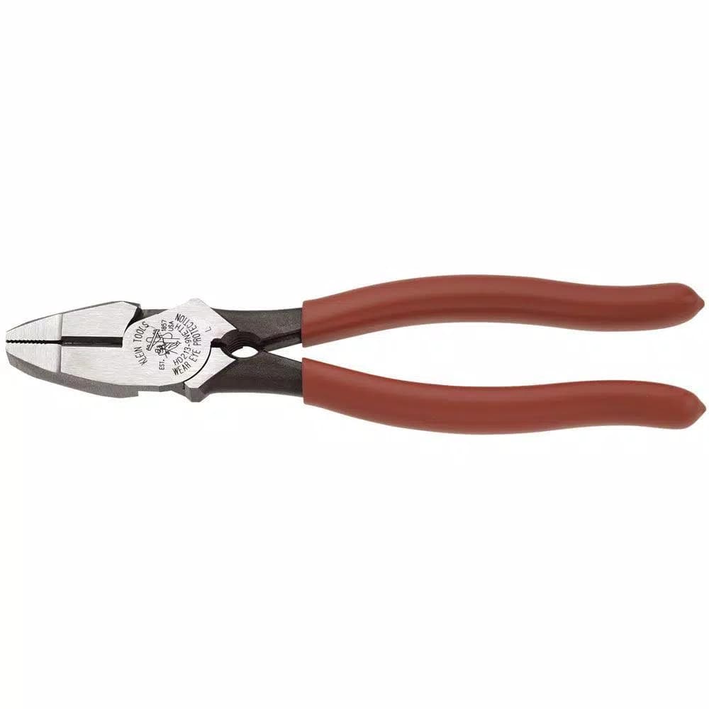 Klein Tools 9 in. High Leverage Lineman's Bolt-Thread Holding Side Cutting Pliers