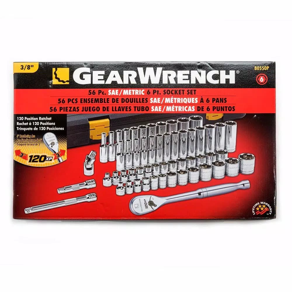 GearWrench 56-Piece 3/8 in. 120XP SAE/Metric Standard and Deep Mechanics Tool Set