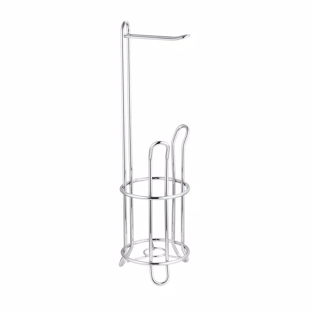 Home Basics Chrome Metal Freestanding Toilet Paper Holder with 3-Roll Storage