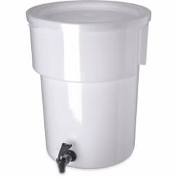 Carlisle 5 Gal. Polyethylene Round Beverage Dispenser with Lid and Faucet, White thumbnail 1