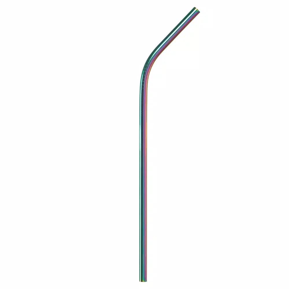 Unbranded Gforce Rainbow Stainless Steel Reusable Straw Set, 10-Pack with Cleaning Brushes