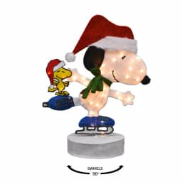 Peanuts 32 in. Pre-Lit Motorized 2D Skating Snoopy and Woodstock Yard Art Christmas Sculpture thumbnail 3