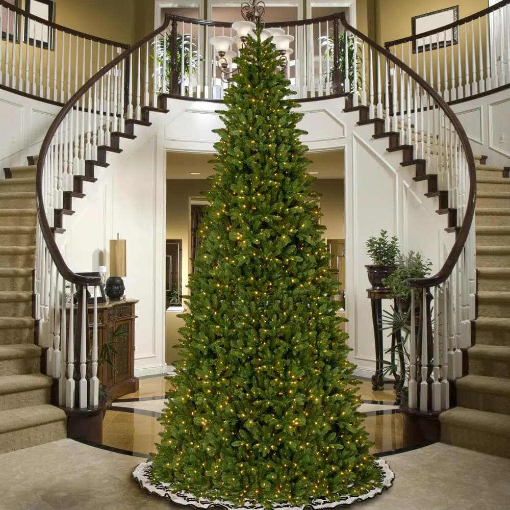National Tree Company 14 ft. Ridgewood Spruce Slim Artificial Christmas Tree with 1300 Clear Lights