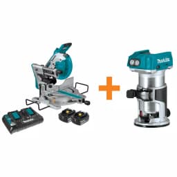 Makita 18V X2 LXT Brushless 10 in. Dual-Bevel Sliding Compound Miter Saw Kit with Bonus Router thumbnail 1