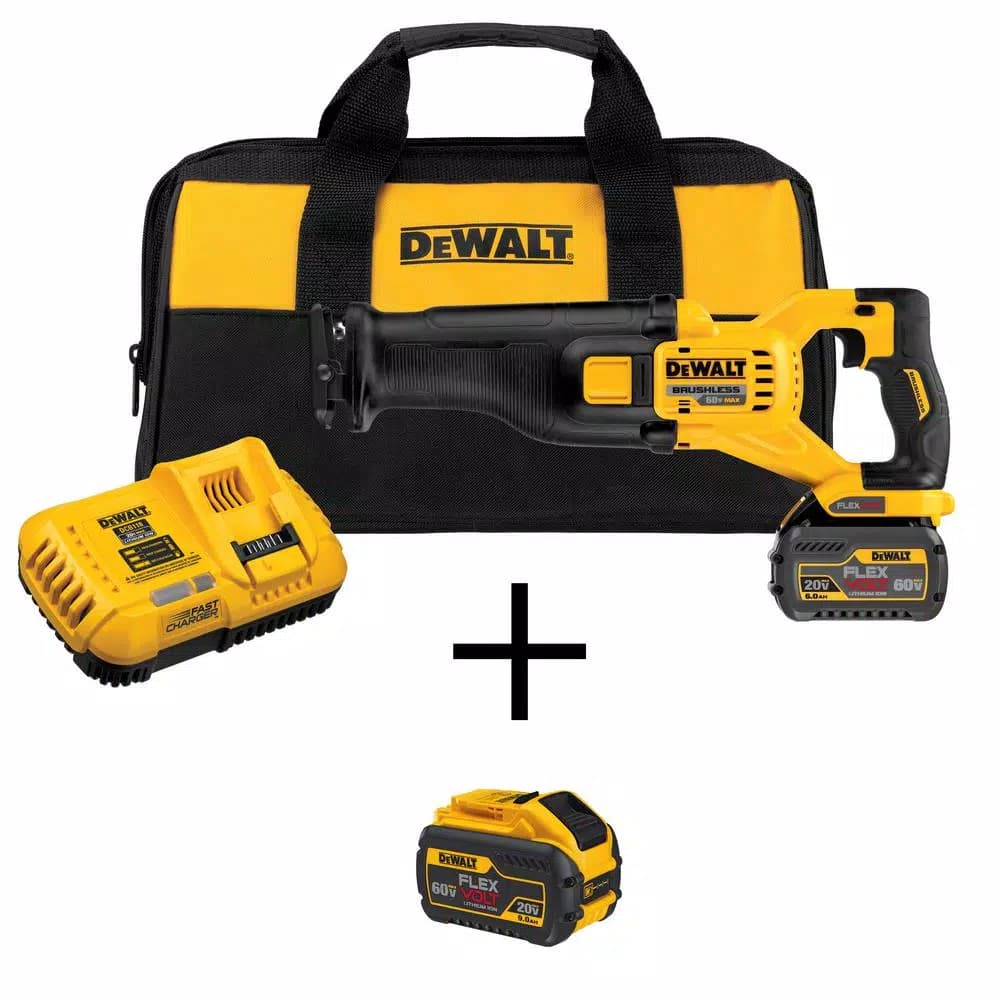 DEWALT DCS388T1 FLEXVOLT 60V MAX Cordless Brushless Reciprocating Saw Kit with (2) Batteries and Charger