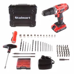 Stalwart 20V Lithium Ion 1/2 in. 2-Speed Brushless Hammer Drill Set, 62-Piece Kit thumbnail 1