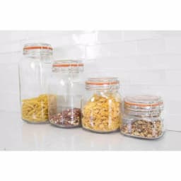 Home Basics 4-Piece Glass Kitchen Canister Set with Airtight Metal Clamp Flip Top Lids thumbnail 5