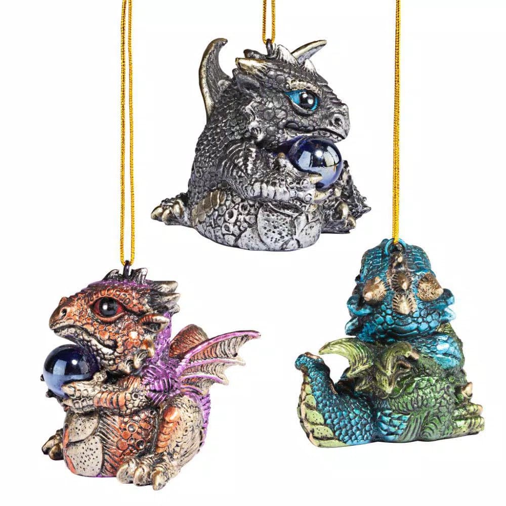 Design Toscano Three Dragon Virtues Gothic Holiday Ornament Set, 3-Piece