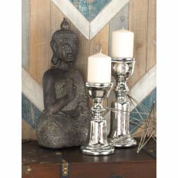 LITTON LANE Silver Glass Bell-Shaped Base Candle Holders, Set of 2 thumbnail 1