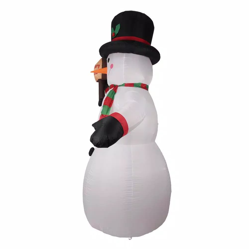 JOYDECOR 8 ft. Pre-Lit LED Snowman Christmas Inflatable with Board for Outdoor Holiday Decor