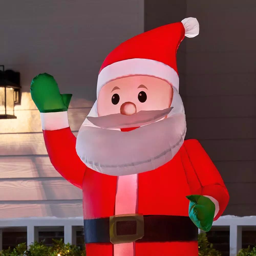 Airblown Gemmy Airblown 4.99 ft. Animated Inflatable Santa Climbing from Chimney with LED Lights