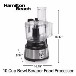 Hamilton Beach 450-Watt 10-Cup Food Processor with Built-in Bowl Scraper, Black and Stainless Steel thumbnail 2