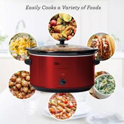 Elite Platinum 8.5 Qt. Red Slow Cooker with Removable Stoneware Pot thumbnail 6