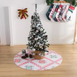 Country Living 48 in. Retro Star Quilted Tree Skirt, Reversible Blush Pink Microfiber thumbnail 12