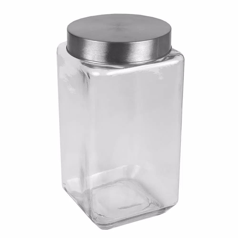 Unbranded 4-Piece Glass Canister Set with Brushed Stainless Steel Lids