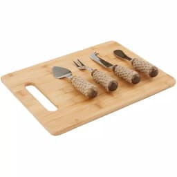 Mind Reader 4-Piece Stainless Steel Cheese Knife Set with Decorative Rope Wrapped Wood Handles thumbnail 1