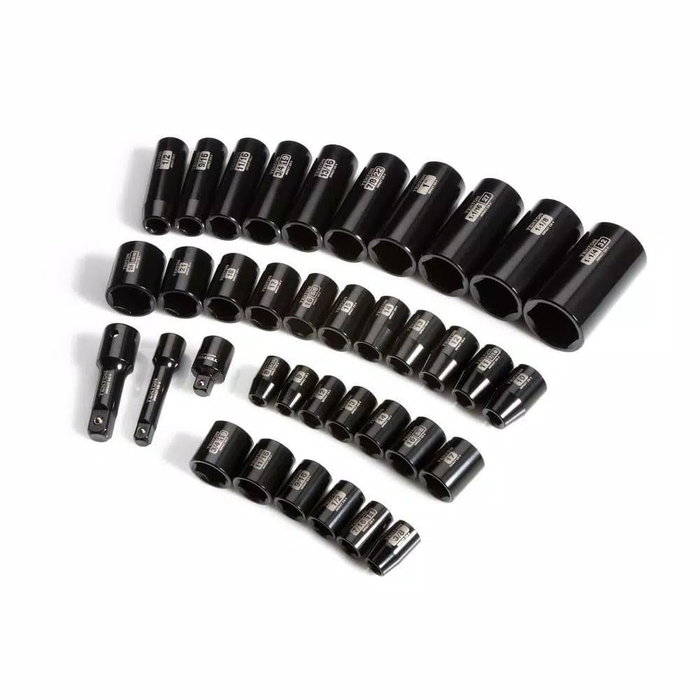 TEKTON 38-Piece 3/8 in. and 1/2 in. Drive Impact Socket Set, SAE and Metric