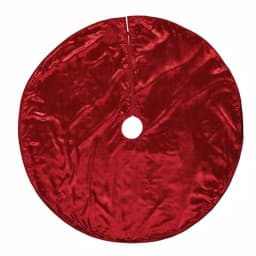 VHC Brands 55 in. Tristan Cherry Red & Shamrock Green Plaid Christmas Tree Skirt with Gold Trim thumbnail 2