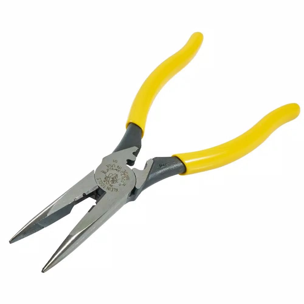 Klein Tools 8 in. Heavy Duty Long Nose Side Cutting Crimping Pliers